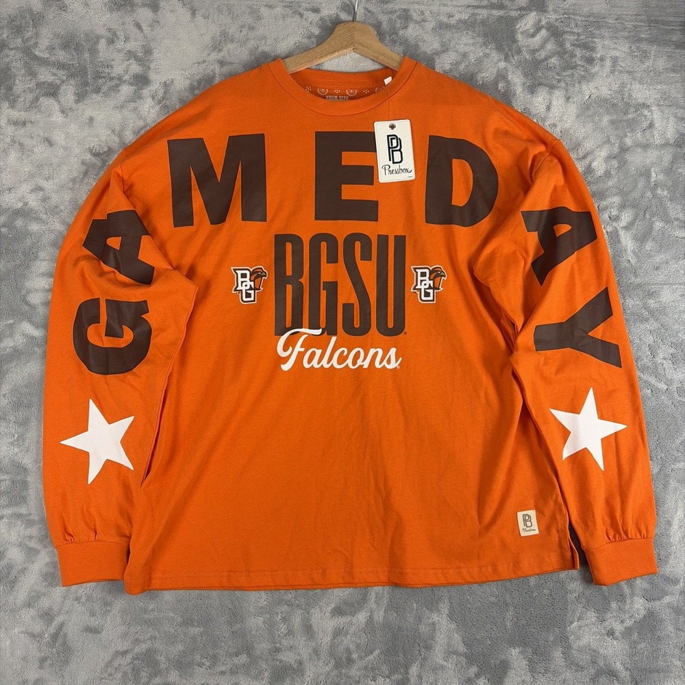 Bowling Green Falcons Unisex OS Pressbox Orange Gameday Long Sleeve $50 NEW